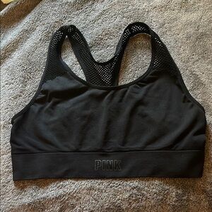 PINK Victoria's Secret Black Racerback Sports Bra